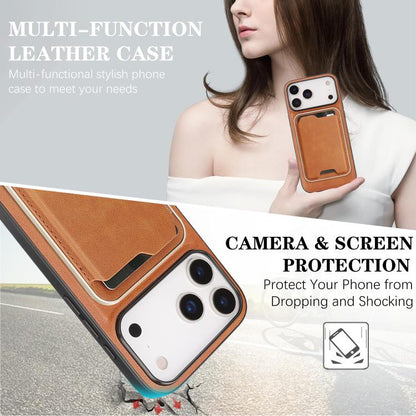 For iPhone 17 Pro Max Kalebol Slim MagSafe Ring Magnetic Card Bag Leather Phone Case(Brown) - More iPhone Cases by Kalebol | Online Shopping UK | buy2fix