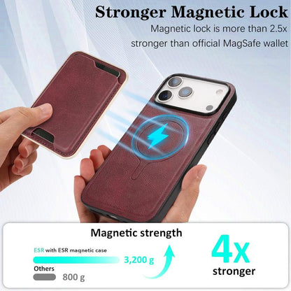 For iPhone 17 Pro Max Kalebol Slim MagSafe Ring Magnetic Card Bag Leather Phone Case(Red) - More iPhone Cases by Kalebol | Online Shopping UK | buy2fix
