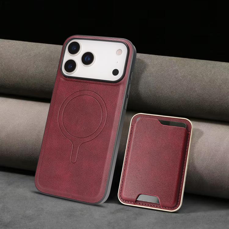 For iPhone 17 Pro Max Kalebol Slim MagSafe Ring Magnetic Card Bag Leather Phone Case(Red) - More iPhone Cases by Kalebol | Online Shopping UK | buy2fix