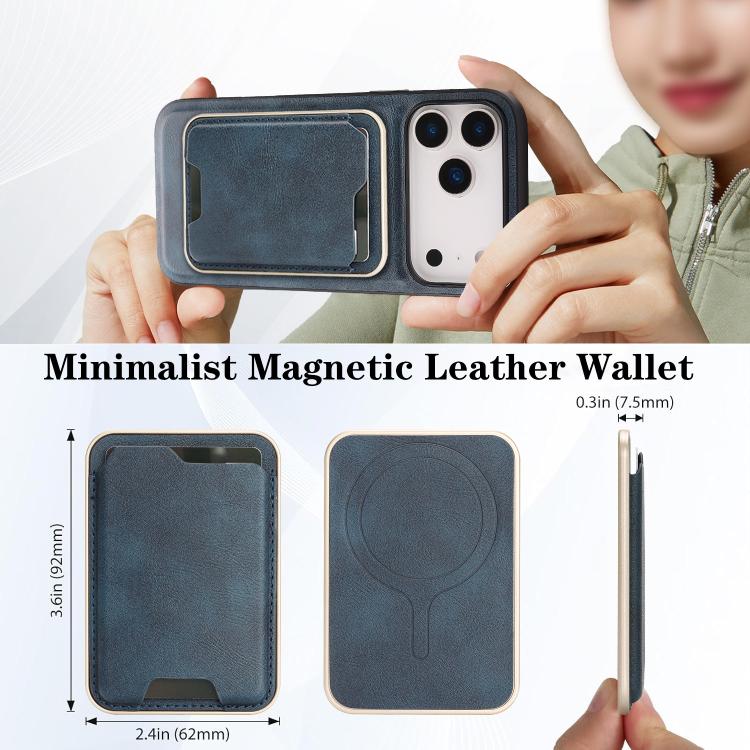 For iPhone 17 Pro Max Kalebol Slim MagSafe Ring Magnetic Card Bag Leather Phone Case(Blue) - More iPhone Cases by Kalebol | Online Shopping UK | buy2fix