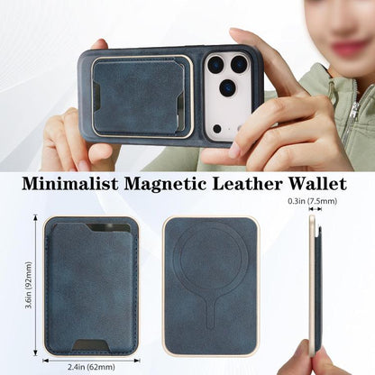 For iPhone 17 Pro Max Kalebol Slim MagSafe Ring Magnetic Card Bag Leather Phone Case(Blue) - More iPhone Cases by Kalebol | Online Shopping UK | buy2fix