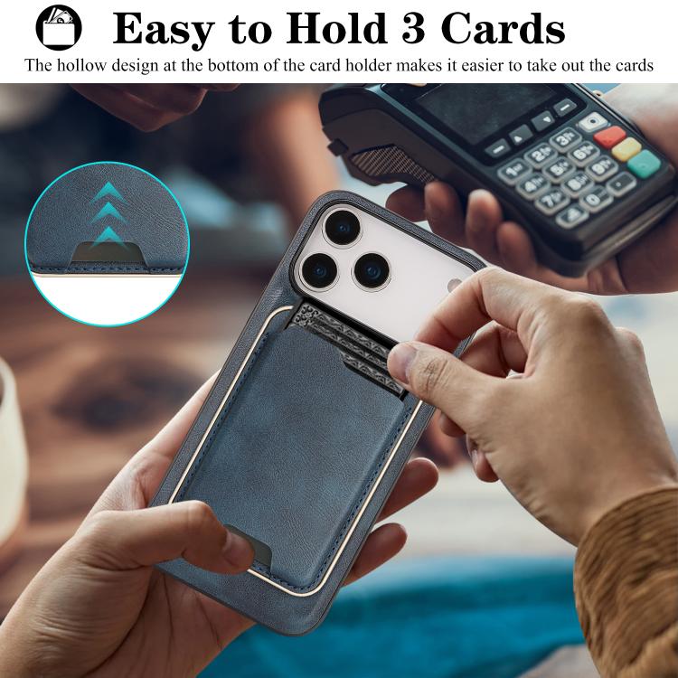 For iPhone 17 Pro Max Kalebol Slim MagSafe Ring Magnetic Card Bag Leather Phone Case(Blue) - More iPhone Cases by Kalebol | Online Shopping UK | buy2fix