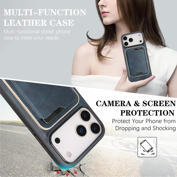 For iPhone 17 Pro Max Kalebol Slim MagSafe Ring Magnetic Card Bag Leather Phone Case(Blue) - More iPhone Cases by Kalebol | Online Shopping UK | buy2fix