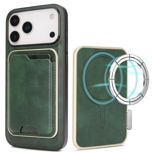 For iPhone 17 Pro Max Kalebol Slim MagSafe Ring Magnetic Card Bag Leather Phone Case(Green) - More iPhone Cases by Kalebol | Online Shopping UK | buy2fix