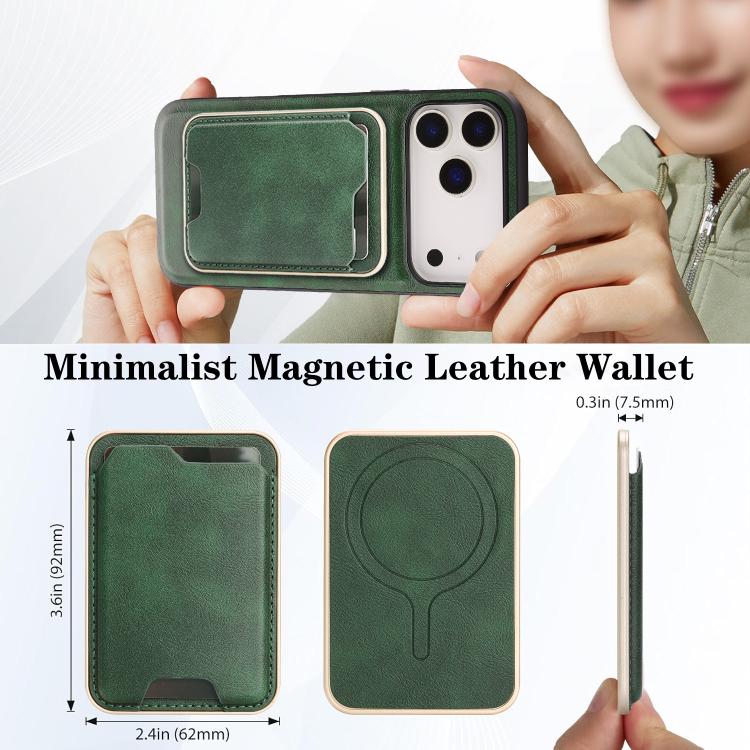 For iPhone 17 Pro Max Kalebol Slim MagSafe Ring Magnetic Card Bag Leather Phone Case(Green) - More iPhone Cases by Kalebol | Online Shopping UK | buy2fix