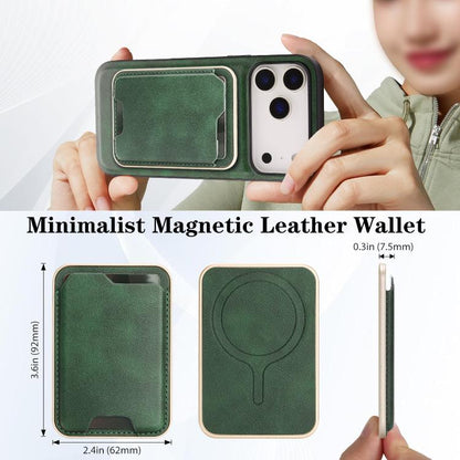 For iPhone 17 Pro Max Kalebol Slim MagSafe Ring Magnetic Card Bag Leather Phone Case(Green) - More iPhone Cases by Kalebol | Online Shopping UK | buy2fix