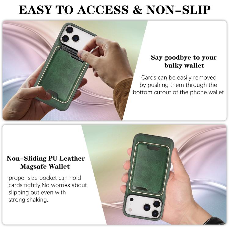 For iPhone 17 Pro Max Kalebol Slim MagSafe Ring Magnetic Card Bag Leather Phone Case(Green) - More iPhone Cases by Kalebol | Online Shopping UK | buy2fix
