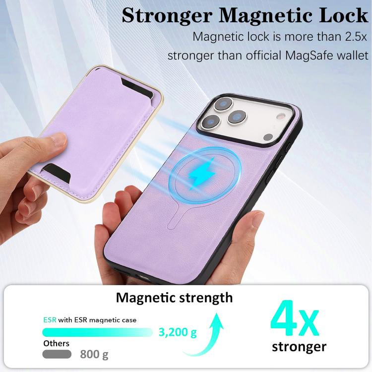 For iPhone 17 Pro Max Kalebol Slim MagSafe Ring Magnetic Card Bag Leather Phone Case(Purple) - More iPhone Cases by Kalebol | Online Shopping UK | buy2fix
