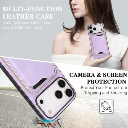 For iPhone 17 Pro Max Kalebol Slim MagSafe Ring Magnetic Card Bag Leather Phone Case(Purple) - More iPhone Cases by Kalebol | Online Shopping UK | buy2fix