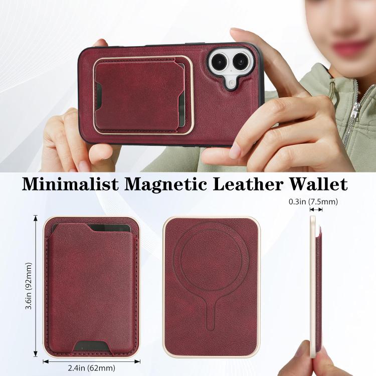 For iPhone 17 Kalebol Slim MagSafe Ring Magnetic Card Bag Leather Phone Case(Red) - iPhone 17 Cases by Kalebol | Online Shopping UK | buy2fix