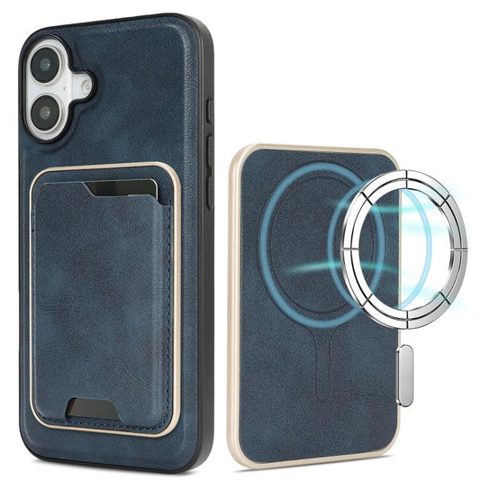 For iPhone 17 Kalebol Slim MagSafe Ring Magnetic Card Bag Leather Phone Case(Blue) - iPhone 17 Cases by Kalebol | Online Shopping UK | buy2fix
