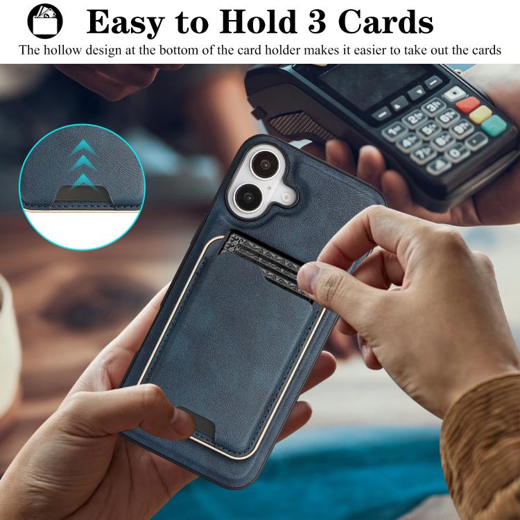 For iPhone 17 Kalebol Slim MagSafe Ring Magnetic Card Bag Leather Phone Case(Blue) - iPhone 17 Cases by Kalebol | Online Shopping UK | buy2fix