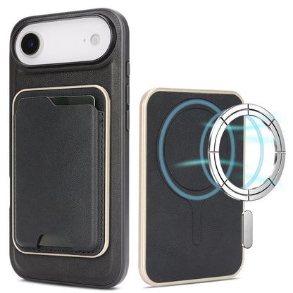 For iPhone Air Kalebol Slim MagSafe Ring Magnetic Card Bag Leather Phone Case(Black) - iPhone Air Cases by Kalebol | Online Shopping UK | buy2fix