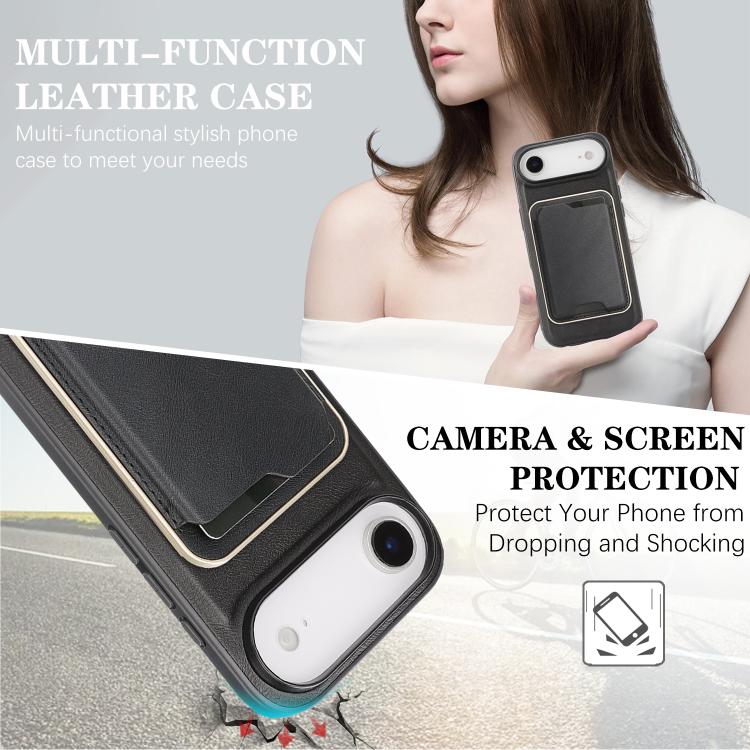 For iPhone Air Kalebol Slim MagSafe Ring Magnetic Card Bag Leather Phone Case(Black) - iPhone Air Cases by Kalebol | Online Shopping UK | buy2fix