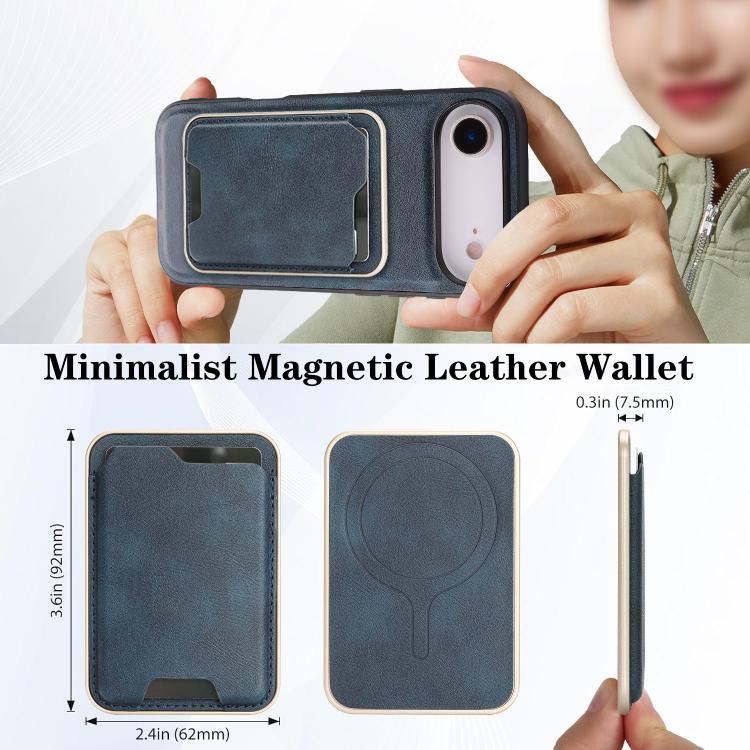 For iPhone Air Kalebol Slim MagSafe Ring Magnetic Card Bag Leather Phone Case(Blue) - iPhone Air Cases by Kalebol | Online Shopping UK | buy2fix