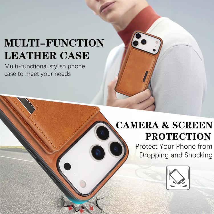 For iPhone 17 Pro Max Kalebol Strong MagSafe Magnetic Two-Fold Card Bag Leather Phone Case(Brown) - iPhone 17 Pro Max Cases by Kalebol | Online Shopping UK | buy2fix