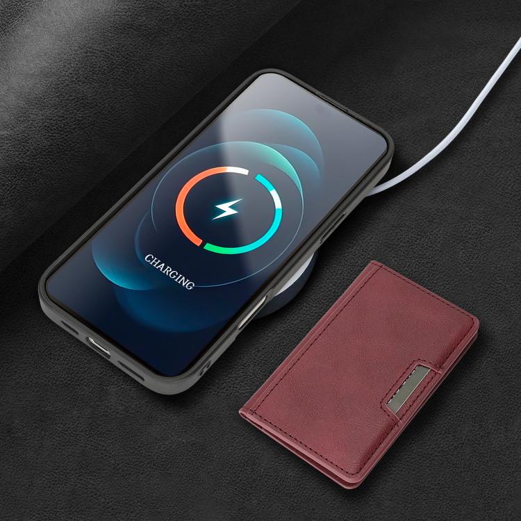 For iPhone 17 Pro Max Kalebol Strong MagSafe Magnetic Two-Fold Card Bag Leather Phone Case(Red) - iPhone 17 Pro Max Cases by Kalebol | Online Shopping UK | buy2fix