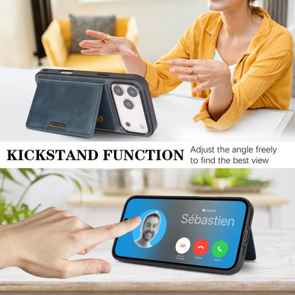 For iPhone 17 Pro Max Kalebol Strong MagSafe Magnetic Two-Fold Card Bag Leather Phone Case(Blue) - iPhone 17 Pro Max Cases by Kalebol | Online Shopping UK | buy2fix
