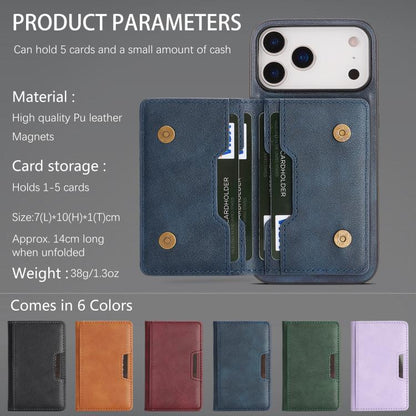For iPhone 17 Pro Max Kalebol Strong MagSafe Magnetic Two-Fold Card Bag Leather Phone Case(Blue) - iPhone 17 Pro Max Cases by Kalebol | Online Shopping UK | buy2fix