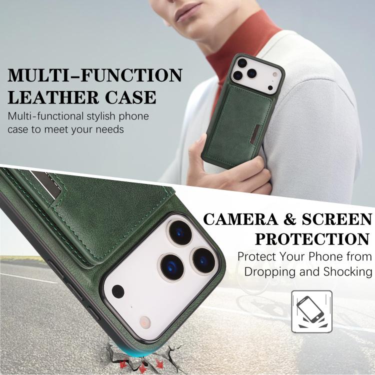 For iPhone 17 Pro Max Kalebol Strong MagSafe Magnetic Two-Fold Card Bag Leather Phone Case(Green) - iPhone 17 Pro Max Cases by Kalebol | Online Shopping UK | buy2fix