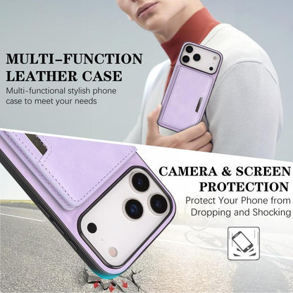 For iPhone 17 Pro Max Kalebol Strong MagSafe Magnetic Two-Fold Card Bag Leather Phone Case(Purple) - iPhone 17 Pro Max Cases by Kalebol | Online Shopping UK | buy2fix