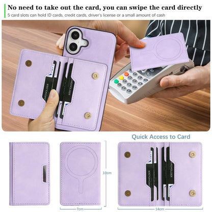 For iPhone 17 Kalebol Strong MagSafe Magnetic Two-Fold Card Bag Leather Phone Case(Purple) - iPhone 17 Cases by Kalebol | Online Shopping UK | buy2fix