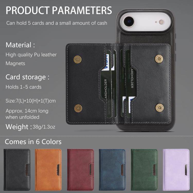 For iPhone 17 Air Kalebol Strong MagSafe Magnetic Two-Fold Card Bag Leather Phone Case(Black) - iPhone 17 Air Cases by Kalebol | Online Shopping UK | buy2fix
