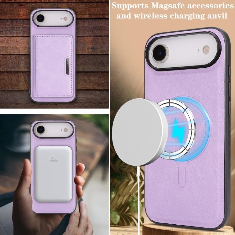 For iPhone 17 Air Kalebol Strong MagSafe Magnetic Two-Fold Card Bag Leather Phone Case(Purple) - iPhone 17 Air Cases by Kalebol | Online Shopping UK | buy2fix