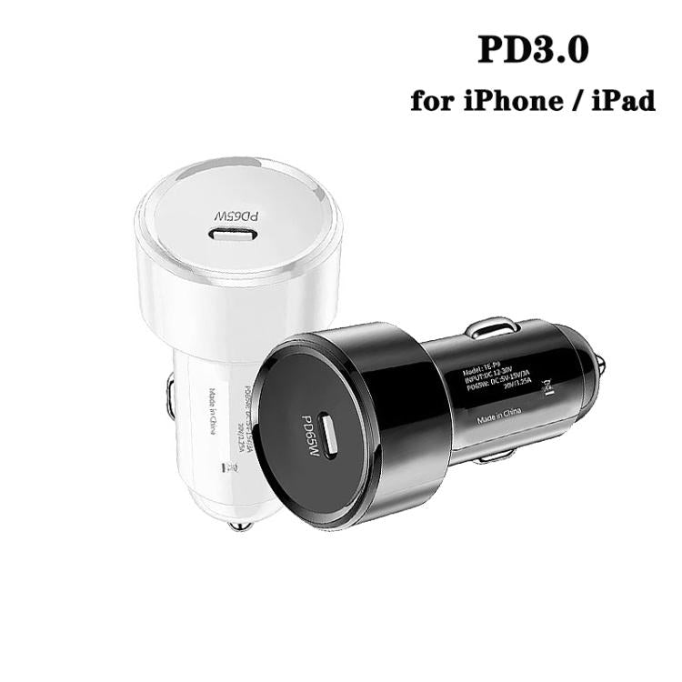 P9 PD65W USB-C Car Charger for iPhone / iPad series(White) - Car Charger by buy2fix | Online Shopping UK | buy2fix