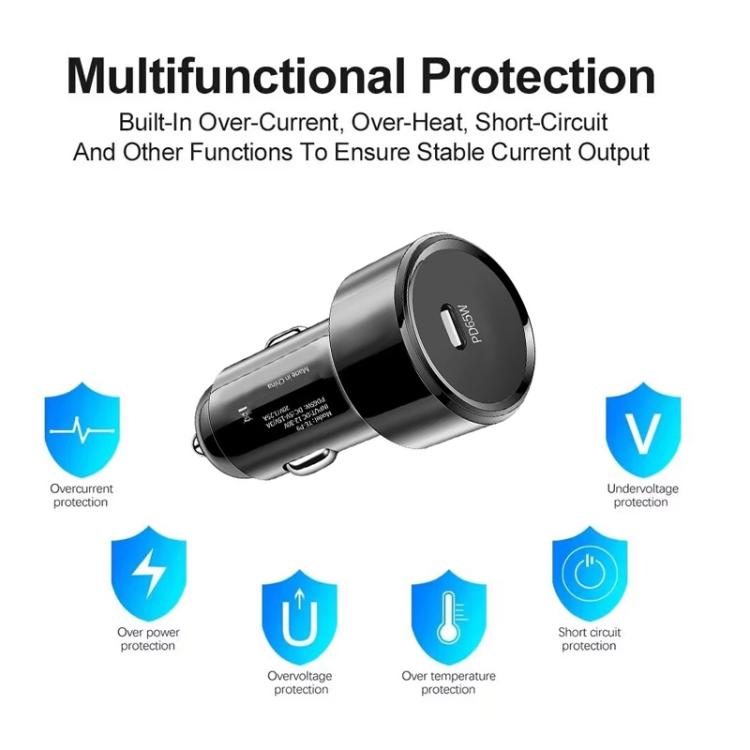 P9 PD65W USB-C Car Charger for iPhone / iPad series(Black) - Car Charger by buy2fix | Online Shopping UK | buy2fix