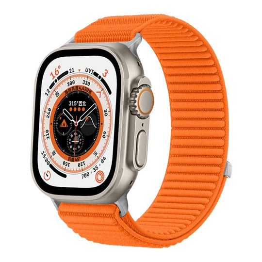 For Apple Watch 42mm / 41mm / 40mm / 38mm Woven Nylon Hook And Loop Fastener Metal Interface Watch Band(Orange)