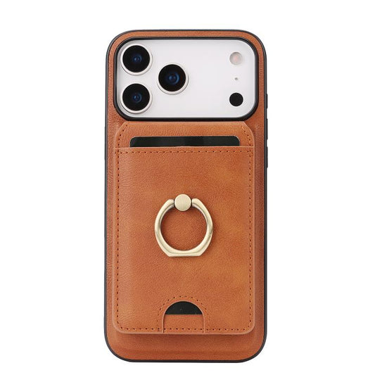 For iPhone 17 Pro Max Kalebol Strong MagSafe Ring Magnetic Card Bag Holder Leather Phone Case(Brown) - iPhone 17 Pro Max Cases by Kalebol | Online Shopping UK | buy2fix