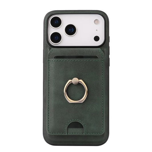 For iPhone 17 Pro Max Kalebol Strong MagSafe Ring Magnetic Card Bag Holder Leather Phone Case(Green) - iPhone 17 Pro Max Cases by Kalebol | Online Shopping UK | buy2fix