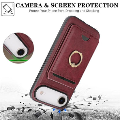 For iPhone 17 Air Kalebol Strong MagSafe Ring Magnetic Card Bag Holder Leather Phone Case(Red) - iPhone 17 Air Cases by Kalebol | Online Shopping UK | buy2fix