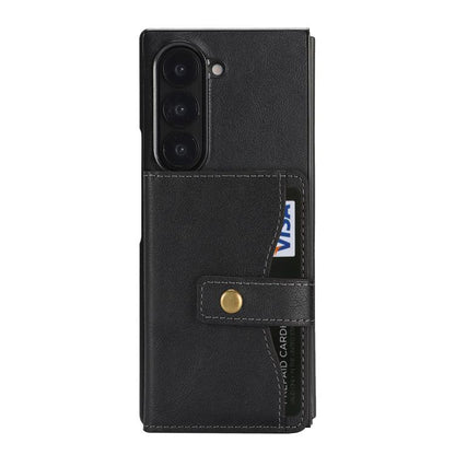 For Samsung Galaxy Z Fold7 Kalebol Magnetic Button Card Bag MagSafe Ring Leather Phone Case(Black) - Galaxy Z Fold7 5G Cases by Kalebol | Online Shopping UK | buy2fix