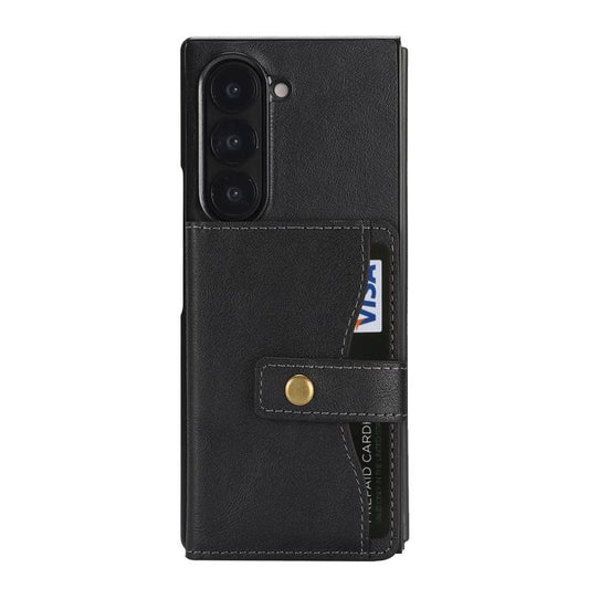 For Samsung Galaxy Z Fold7 Kalebol Magnetic Button Card Bag MagSafe Ring Leather Phone Case(Black) - Galaxy Z Fold7 5G Cases by Kalebol | Online Shopping UK | buy2fix
