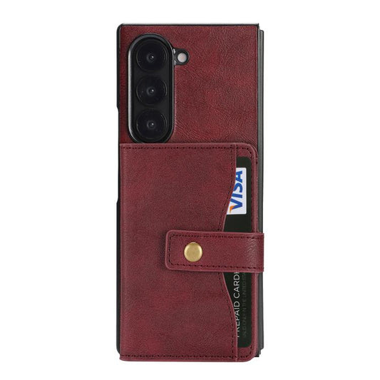 For Samsung Galaxy Z Fold7 Kalebol Magnetic Button Card Bag MagSafe Ring Leather Phone Case(Red) - Galaxy Z Fold7 5G Cases by Kalebol | Online Shopping UK | buy2fix