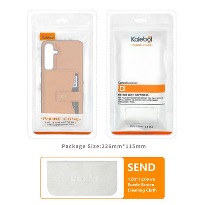 For Samsung Galaxy Z Fold7 Kalebol Magnetic Button Card Bag MagSafe Ring Leather Phone Case(Black) - Galaxy Z Fold7 5G Cases by Kalebol | Online Shopping UK | buy2fix