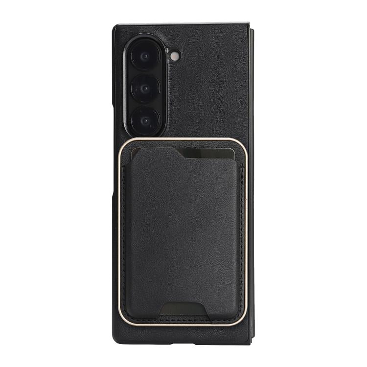 For Samsung Galaxy Z Fold7 Kalebol Slim MagSafe Ring Magnetic Card Bag Leather Phone Case(Black) - Galaxy Z Fold7 5G Cases by Kalebol | Online Shopping UK | buy2fix