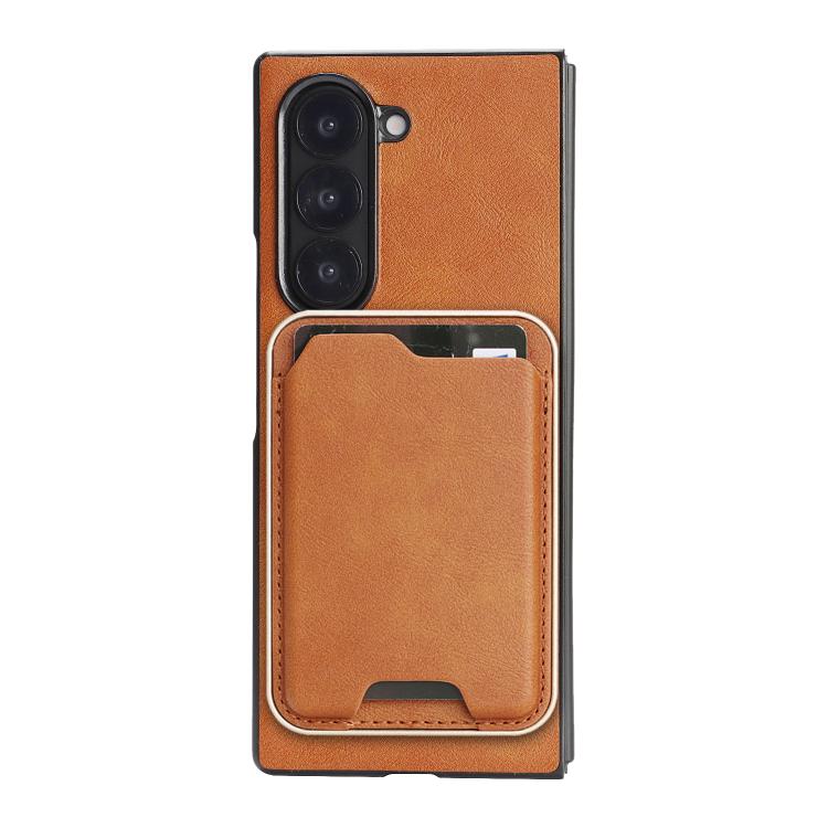 For Samsung Galaxy Z Fold7 Kalebol Slim MagSafe Ring Magnetic Card Bag Leather Phone Case(Brown) - Galaxy Z Fold7 5G Cases by Kalebol | Online Shopping UK | buy2fix