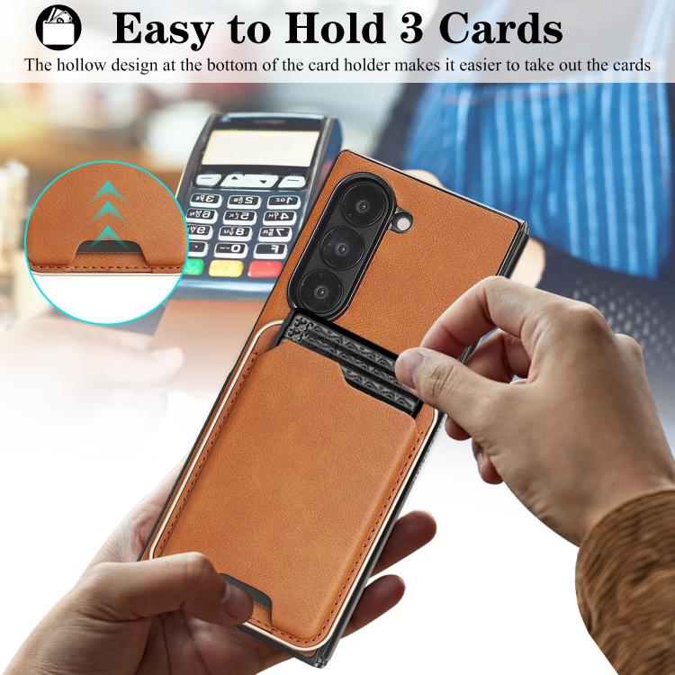 For Samsung Galaxy Z Fold7 Kalebol Slim MagSafe Ring Magnetic Card Bag Leather Phone Case(Brown) - Galaxy Z Fold7 5G Cases by Kalebol | Online Shopping UK | buy2fix