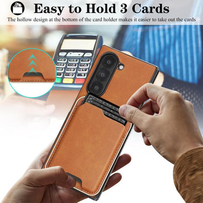 For Samsung Galaxy Z Fold7 Kalebol Slim MagSafe Ring Magnetic Card Bag Leather Phone Case(Brown) - Galaxy Z Fold7 5G Cases by Kalebol | Online Shopping UK | buy2fix