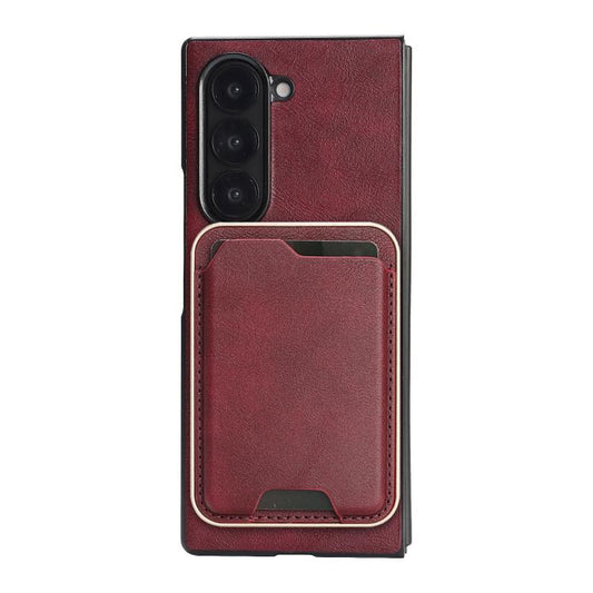 For Samsung Galaxy Z Fold7 Kalebol Slim MagSafe Ring Magnetic Card Bag Leather Phone Case(Red) - Galaxy Z Fold7 5G Cases by Kalebol | Online Shopping UK | buy2fix