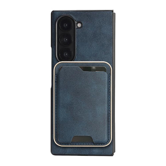 For Samsung Galaxy Z Fold7 Kalebol Slim MagSafe Ring Magnetic Card Bag Leather Phone Case(Blue) - Galaxy Z Fold7 5G Cases by Kalebol | Online Shopping UK | buy2fix