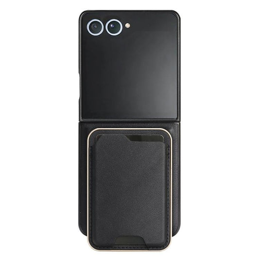 For Samsung Galaxy Z Flip7 Kalebol Slim MagSafe Ring Magnetic Card Bag Leather Phone Case(Black) - Galaxy Z Flip7 5G Cases by Kalebol | Online Shopping UK | buy2fix