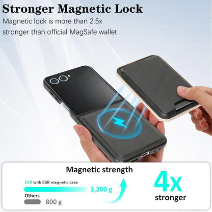 For Samsung Galaxy Z Flip7 Kalebol Slim MagSafe Ring Magnetic Card Bag Leather Phone Case(Black) - Galaxy Z Flip7 5G Cases by Kalebol | Online Shopping UK | buy2fix