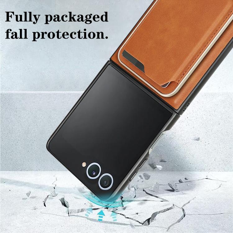 For Samsung Galaxy Z Flip7 Kalebol Slim MagSafe Ring Magnetic Card Bag Leather Phone Case(Brown) - Galaxy Z Flip7 5G Cases by Kalebol | Online Shopping UK | buy2fix