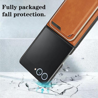 For Samsung Galaxy Z Flip7 Kalebol Slim MagSafe Ring Magnetic Card Bag Leather Phone Case(Brown) - Galaxy Z Flip7 5G Cases by Kalebol | Online Shopping UK | buy2fix