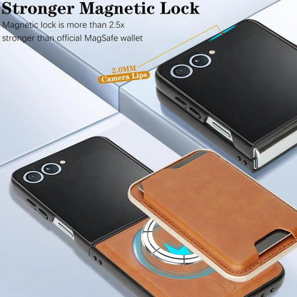 For Samsung Galaxy Z Flip7 Kalebol Slim MagSafe Ring Magnetic Card Bag Leather Phone Case(Brown) - Galaxy Z Flip7 5G Cases by Kalebol | Online Shopping UK | buy2fix