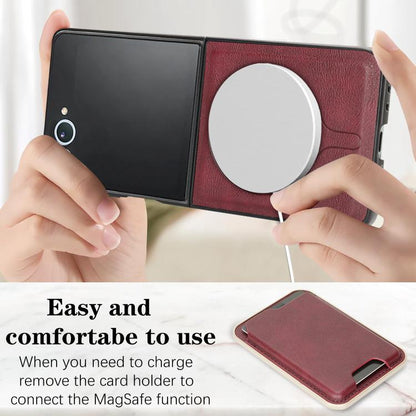 For Samsung Galaxy Z Flip7 Kalebol Slim MagSafe Ring Magnetic Card Bag Leather Phone Case(Red) - Galaxy Z Flip7 5G Cases by Kalebol | Online Shopping UK | buy2fix